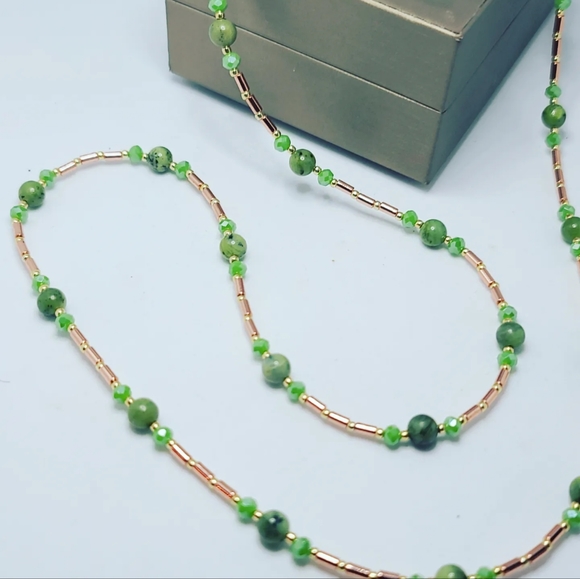 Zoisite, Golden Hematite Ling necklace - Picture 4 of 4